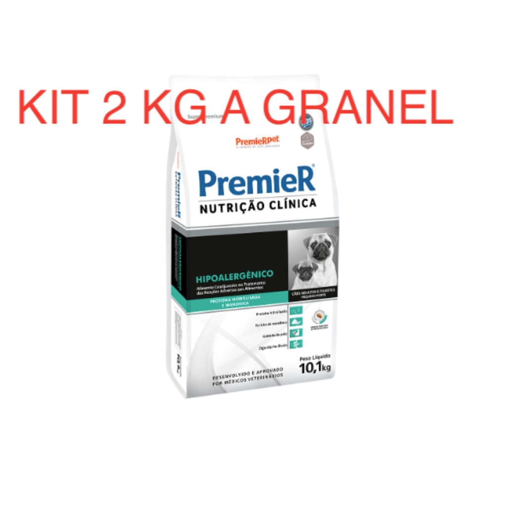Kit 2 Kg Ração Premier Nutrição Clínica Hipoalergênico para Cães Adultos Pequeno Porte 