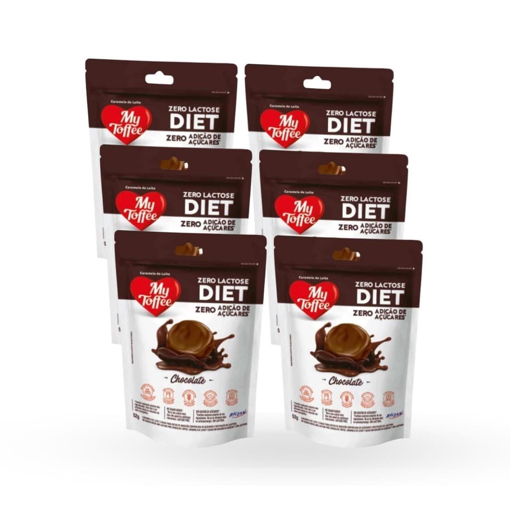 Bala Leite Chocolate Zero Lactose My Toffee 6 Pacotes