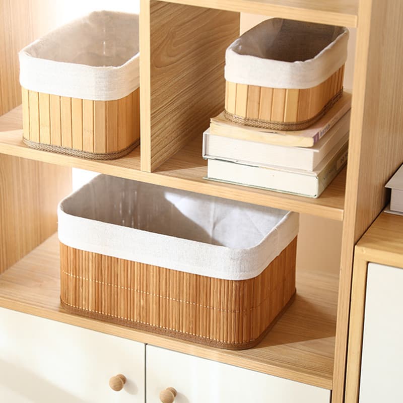 Organizador Cestas Feitas de Cor Clara, 03 Perfeito para Banheiros, Armários, Lavanderia Entre Elegante Bege-Elegante Organizador