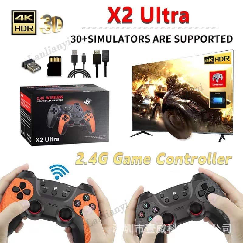 X2 Ultra Video Game Stick Console Ou Somente Controlador Duplo Sem Fio 2.4G 4K HD30000 Jogos 128G Retro Games Presente Para Crianças
