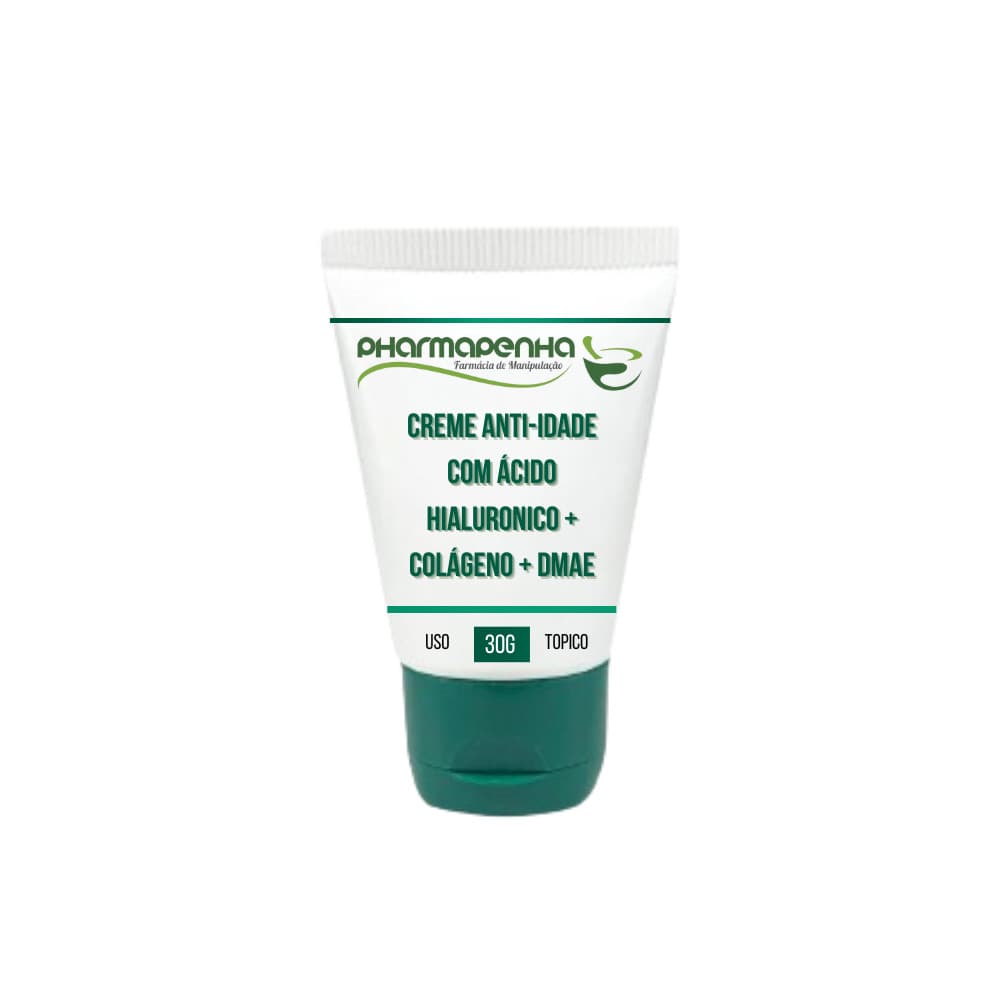 CREME ANTI IDADE COM ÁCIDO HIALURÔNICO + COLÁGENO + DMAE 30G