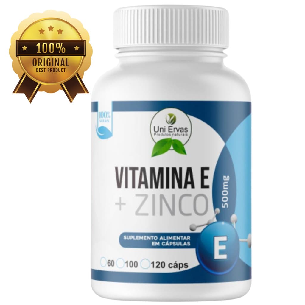 VITAMINA E + ZINCO 120 CPS 500MG - ORIGINAL - SUPLEMENTO ALIMENTAR