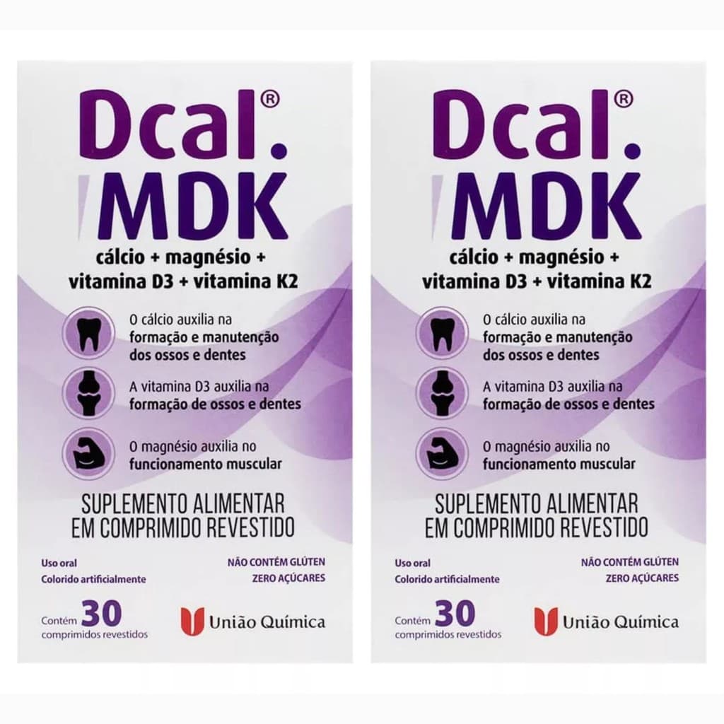 Kit 2 Dcal MDK Calcio+Magnésio+Vitamina D3+ Vitamina K2 30 comprimidos 