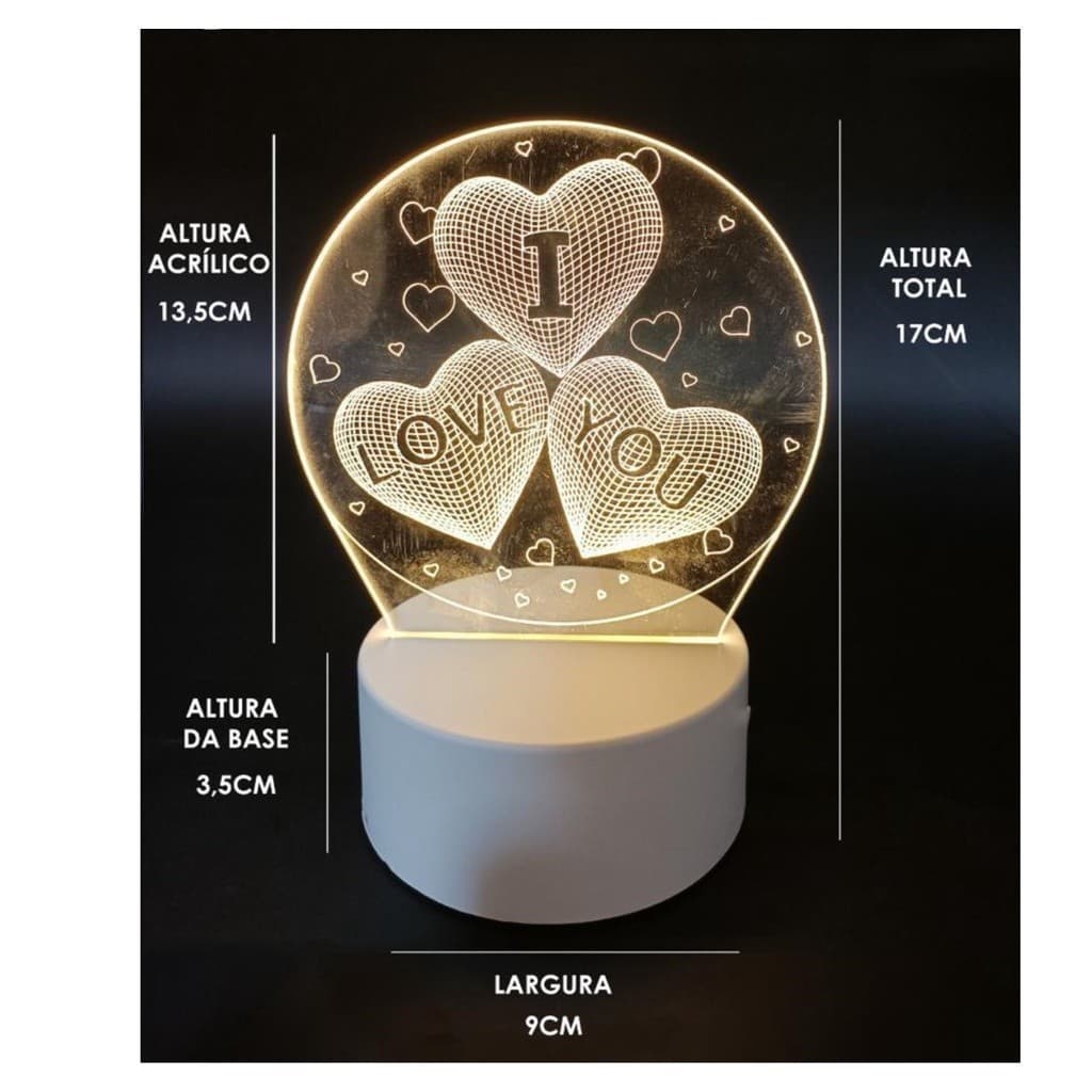 Luminária de Mesa de LED 3D Criativa Luz Noturna Decorativa Luminária De Mesa Com LED 3D Criativa 3 Cores Decorativa Claro