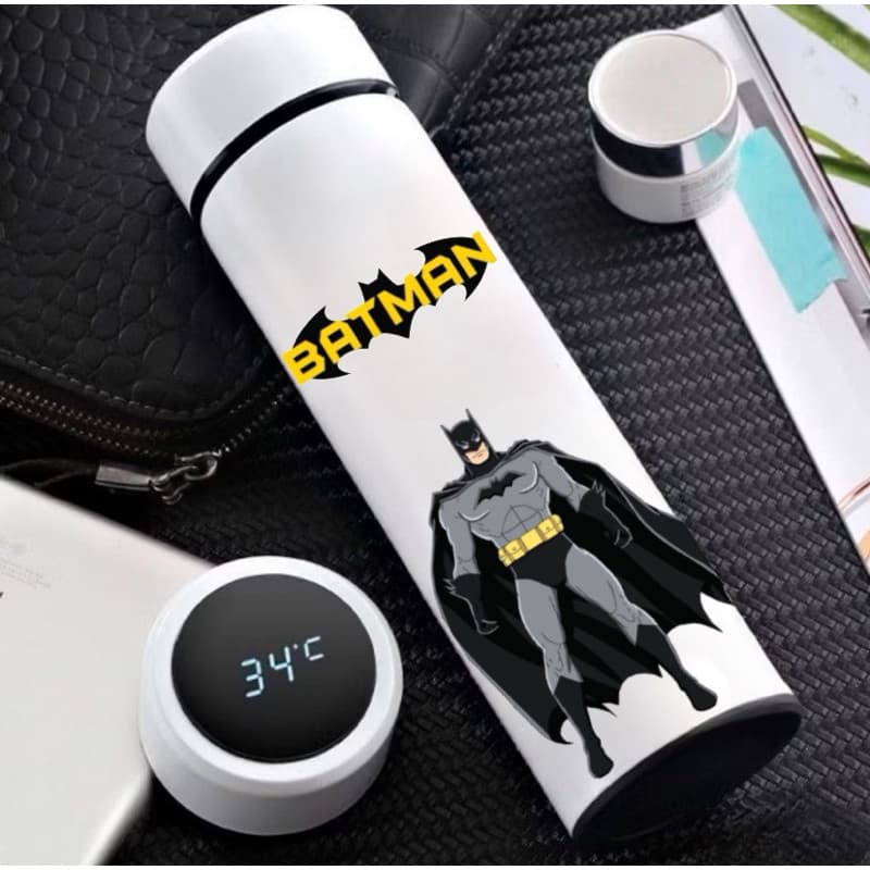 GARRAFA TÉRMICA COM TERMÔMETRO DIGITAL PERSONAGEM BATMAN MARVEL