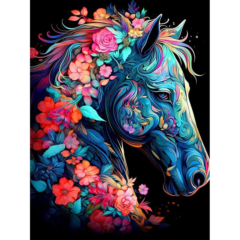 Um Conjunto De Kit De Pintura Diamante Padrão De Cavalo , DIY 5D Mosaico Em Tela Fazendo Artesanato Para Arte De Decoraç