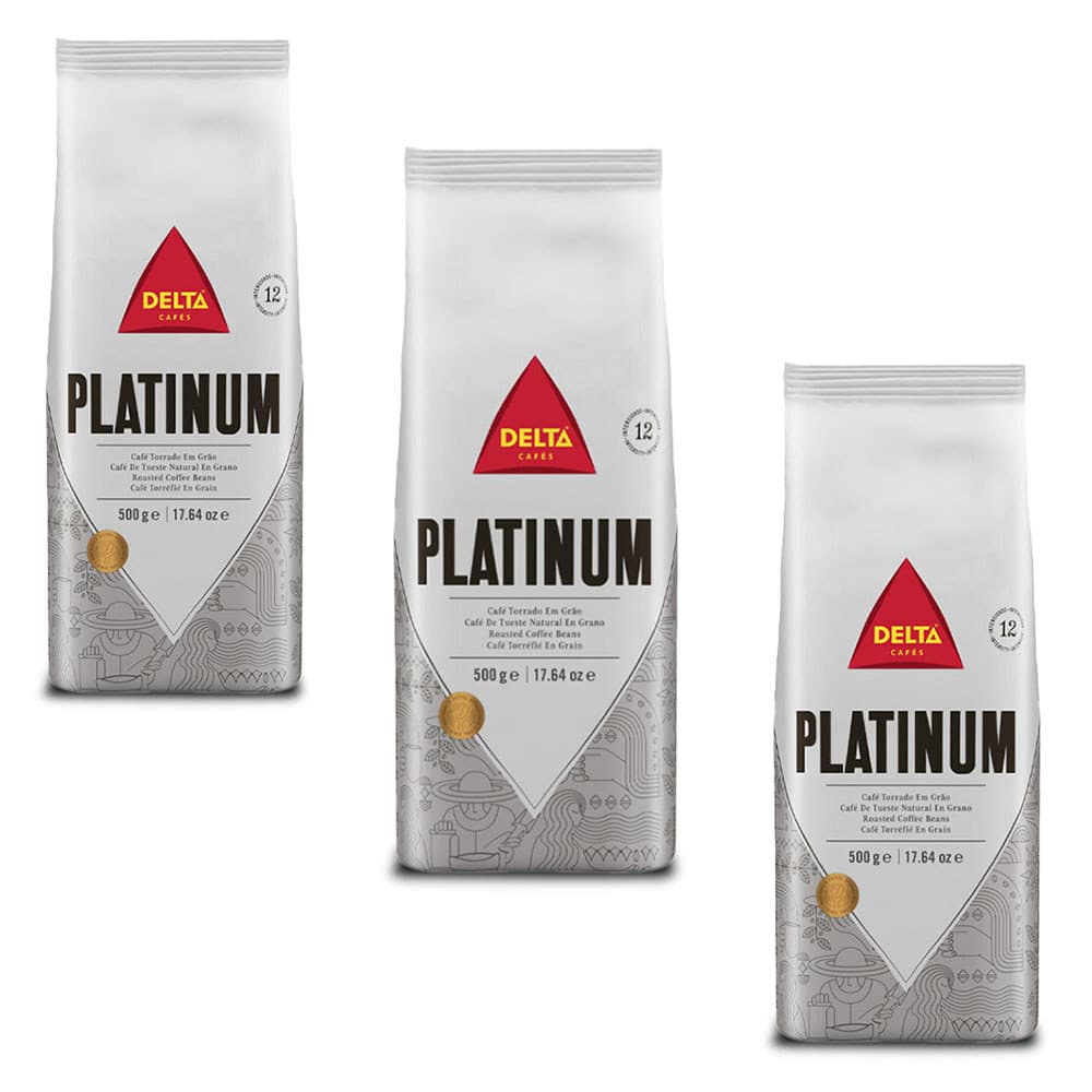 Café em Grãos Delta Cafés Platinum Int 12 Kit 3 unid de 500g