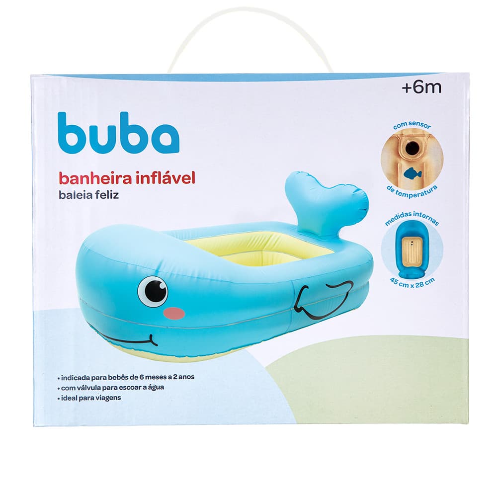 Banheira Inflável Divertida Bebê Infantil Baleia Feliz Buba