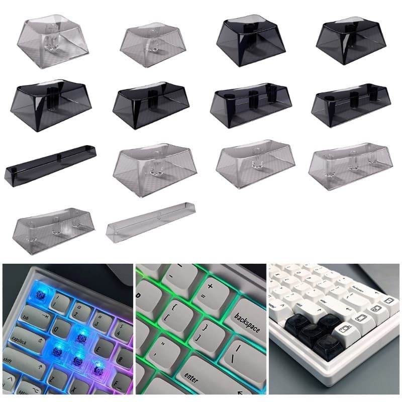 AA * XDA Keycap Teclado Mecânico Keycaps 1 75u Jogo Em Branco Teclas De Cristal Transparente Para Teclados Interruptores