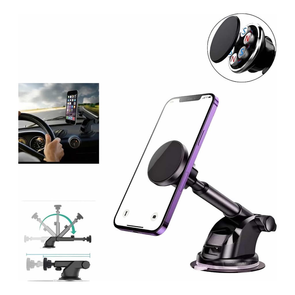 Suporte Celular Magnético com Imã Universal veicular Painel Vidro Ventosa de silicone que gruda