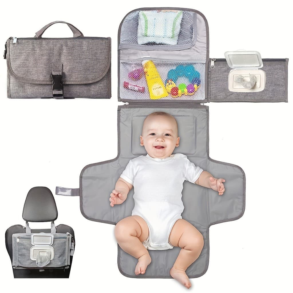 Almofada Portátil Para Troca De Fraldas De Bebê , Multifuncional , À Prova D'água , De Pano Carrinho Dobrável