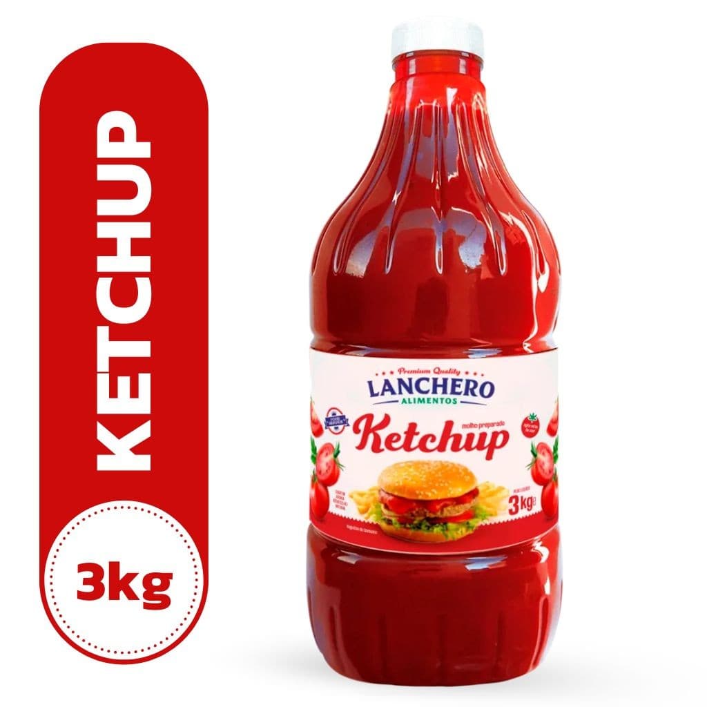 Ketchup Tradicional 3kg Lanchero PET Profissional Para Lanchonete Hamburgueria Delivery