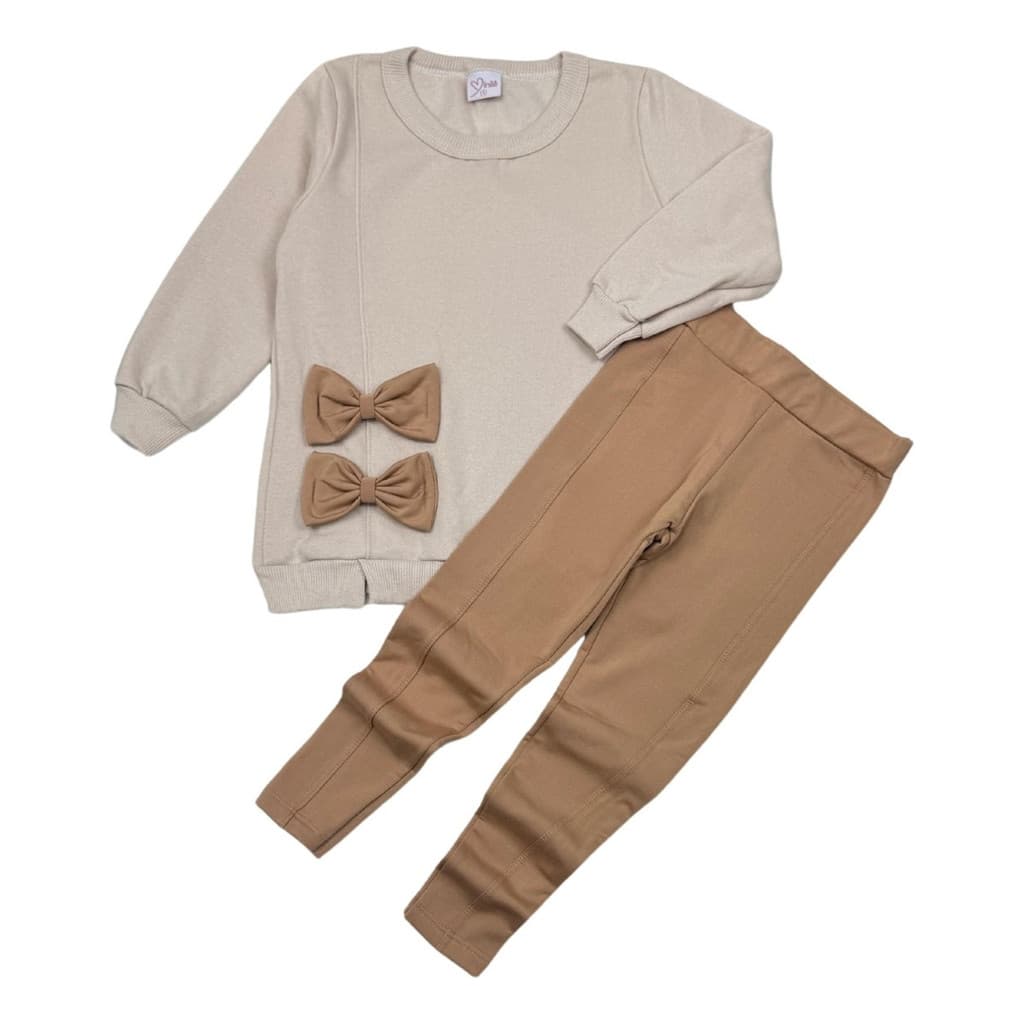 Conjunto Moletom Infantil Menina Laços Inverno Estiloso