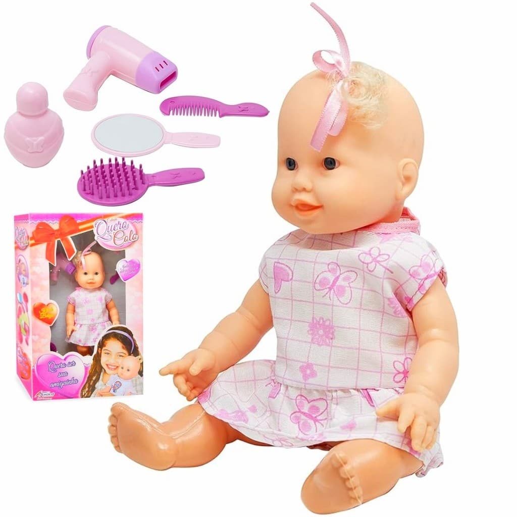 Boneca Grande Vinil Acessorios Articulada Infantil Menina