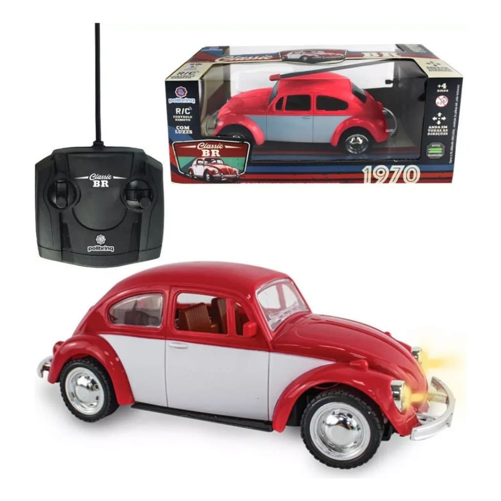 Carrinho Controle Remoto Fusca clássico Vermelho - Polibrinq