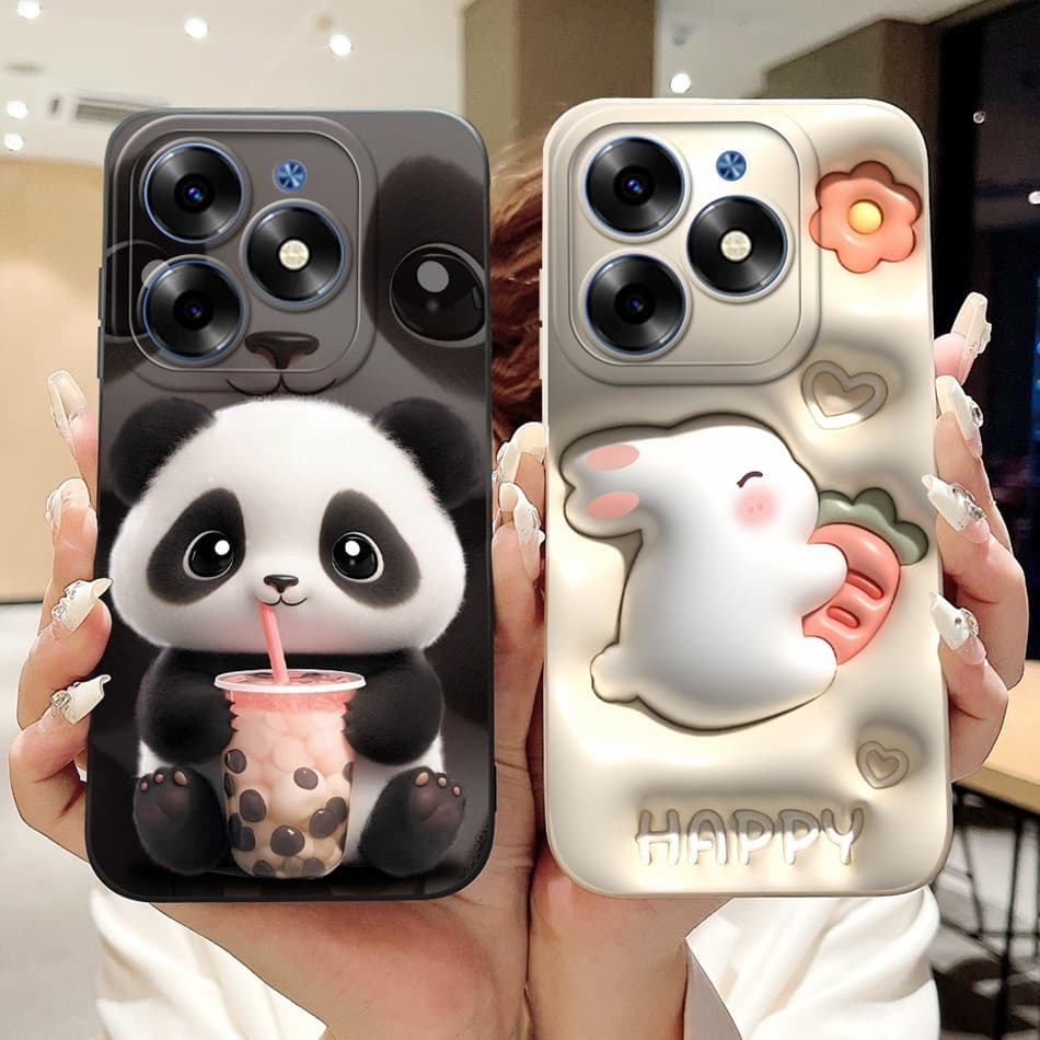 ITEL A70 A60 A60s A662LM A665L Capinha Protetora De Lente Quadrada ItelA70 ItelA60 A60s Linda Panda Gato Astronauta Desenho Animado De Celular De Silicone Flexível
