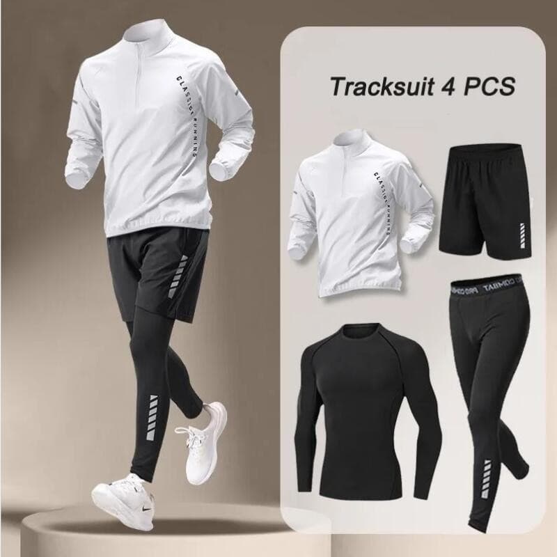 Jaqueta Seca Rápida Masculina De 4 Peças Para O Exterior Conjuntos De Corrida Fitness Calças De Jogging Sports Clothes