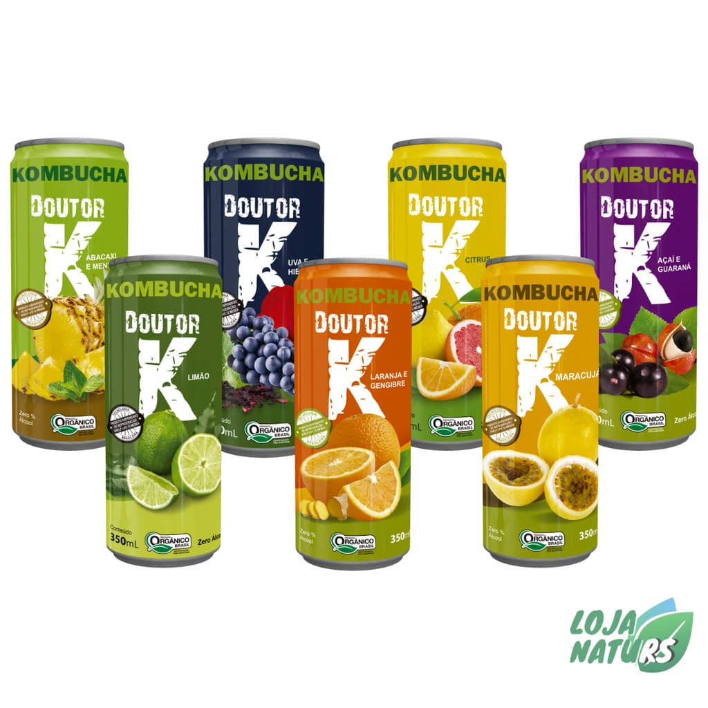 Kombucha Bebida Orgânica Refrigerante Vegano Lata 350ml - Doutor K