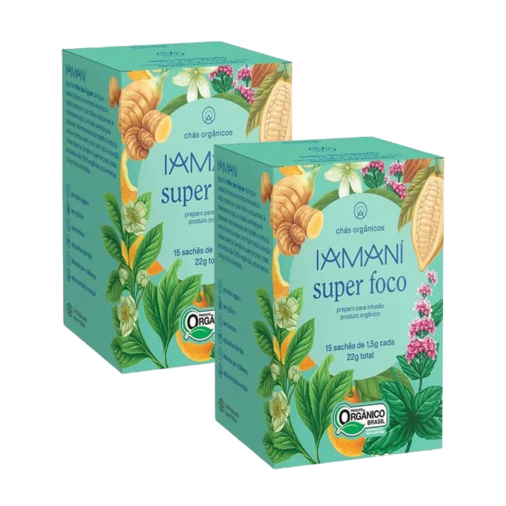 Chá Orgânico Super Foco - 2 caixas - 15 Sachês - IAMANÍ