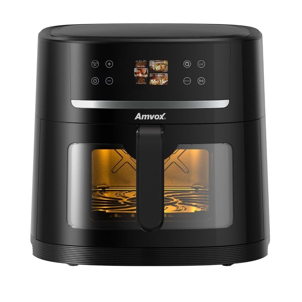 Air Fryer fritadeira de ar sem óleo com I.A. 8L 1700W Amvox ARF 1480 Digital Antiader Black 110V