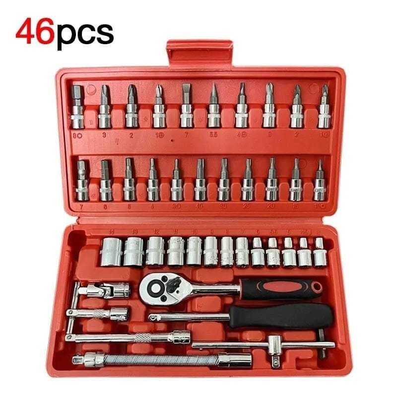 KIT Chaves Jogo Catraca Reversível Soquetes 46 Peças c/Maleta ferramentas de reparo do carro 1/4-Polegada MT213 9