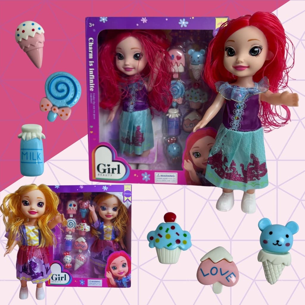 Boneca Articulada Olhos Grandes 26cm Crianças Menina Brinquedo Princesa Acessórios