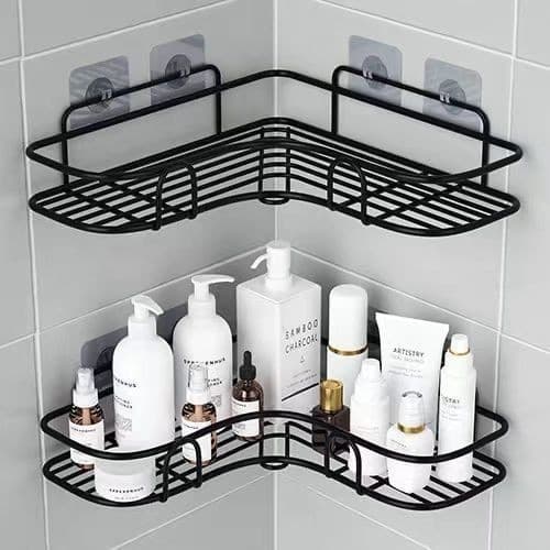 Kit 2 Prateleiras Suporte Com Alto Adesivos Para Parede Banheiro Cozinha Lavanderia