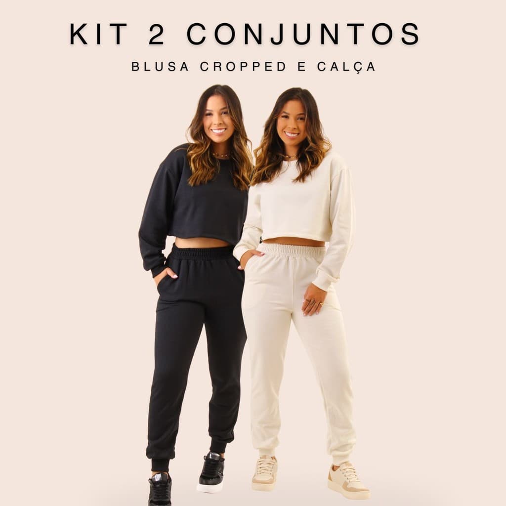 Kit 2 Conjunto Moletom Blusa + Calça Jogger Forrada Quentinho Conjunto Inverno Frio Intenso