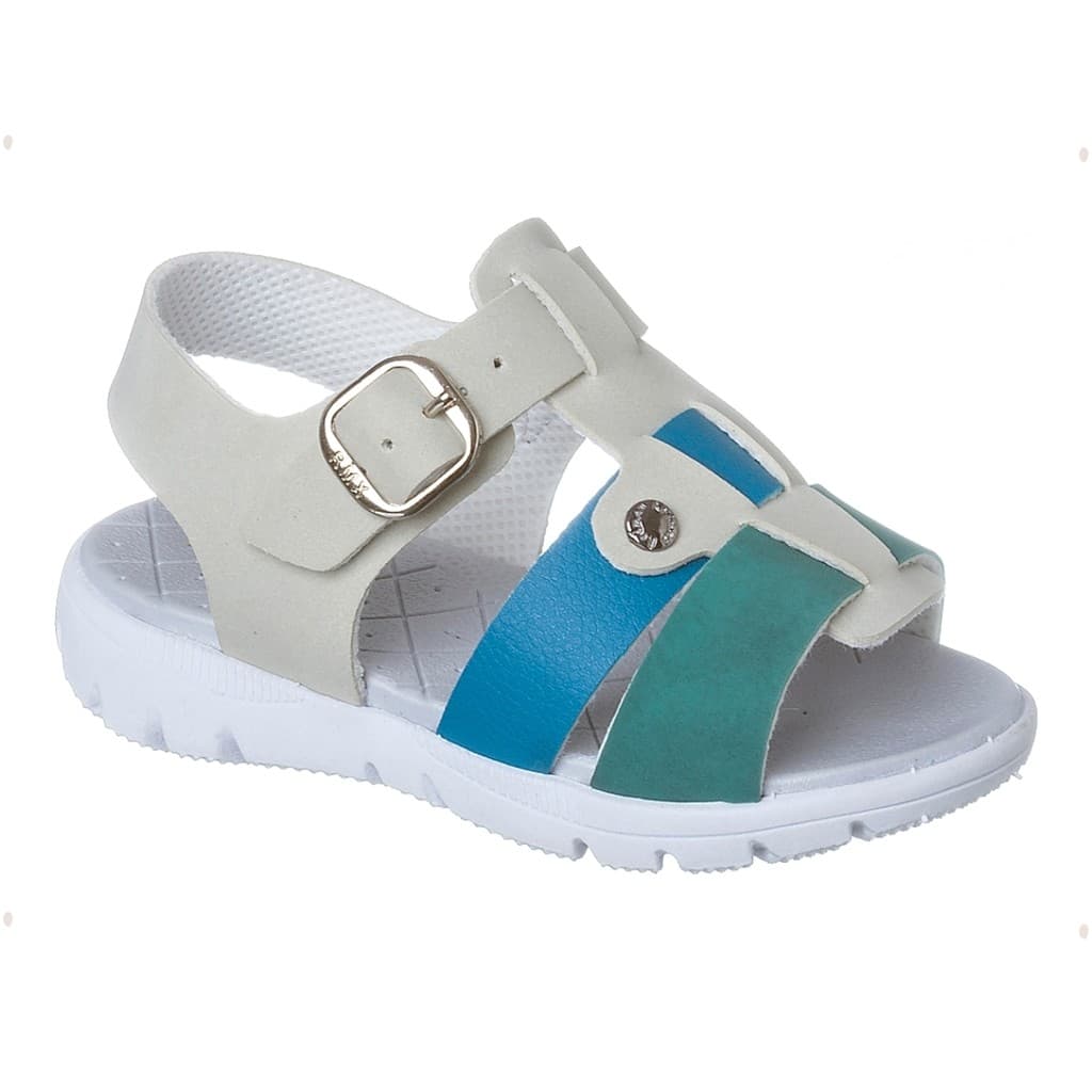 Sandália Papete Infantil de Menino Leve Confortável Off White para Bebê Macia Confortável