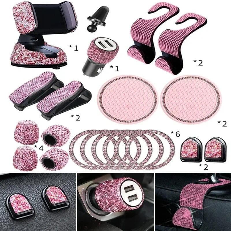 Porta-Copos De 20pcs/Set Luxury Crystal Steering Phone Holder-Elegante Acessório Interior De Carro Para Acessórios Femininos Ferramentas Carros