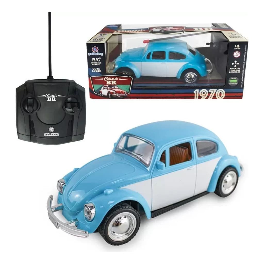 Carrinho de Controle Remoto Fusca clássico Azul - Polibrinq