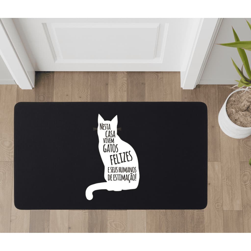 Tapete Antiderrapante Emborrachado para Sala Entrada Porta Gatos Animais de Estimação