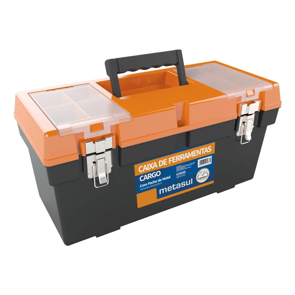 Caixa Para Ferramentas Grande Cargo Metasul 19Pol 50x22x24cm