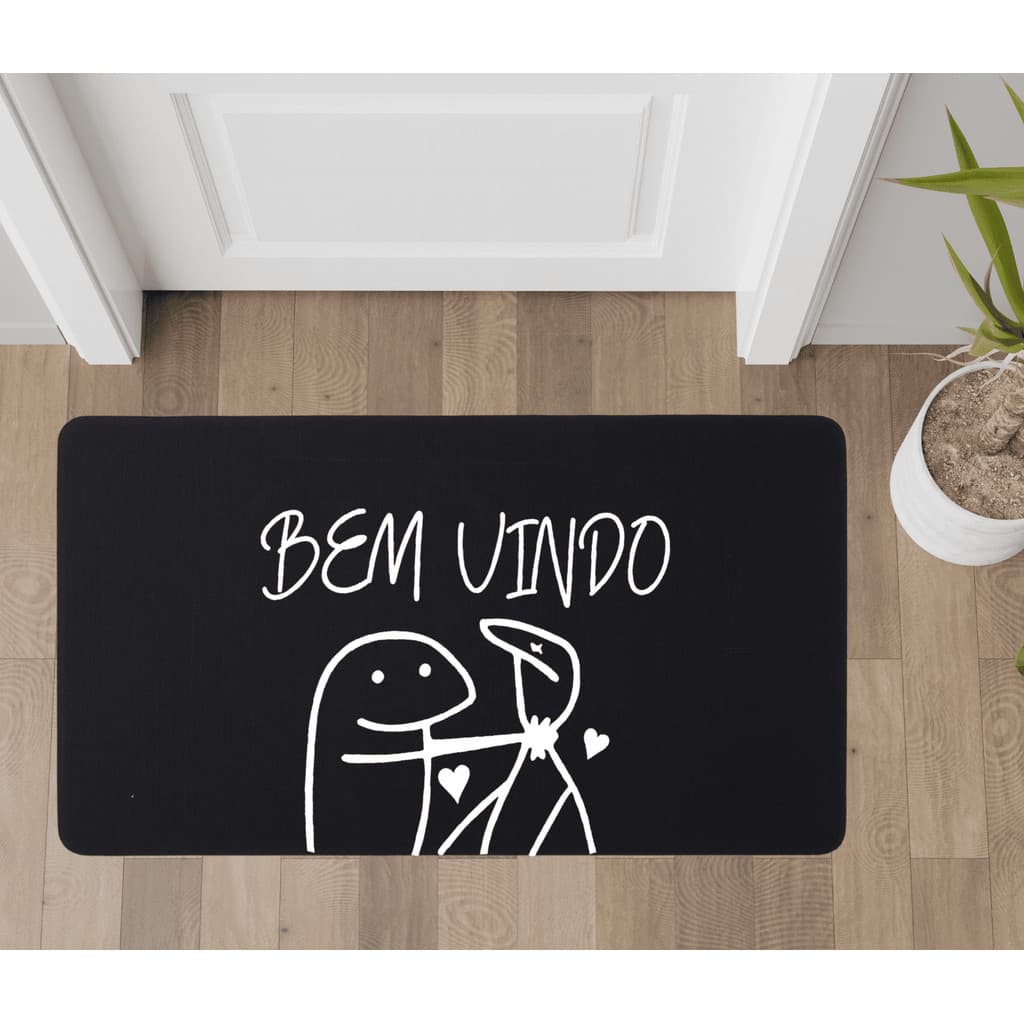 Tapete Decorativo para Entrada Casa Sala Antiderrapante Personalizado Bem Vindo Engraçado