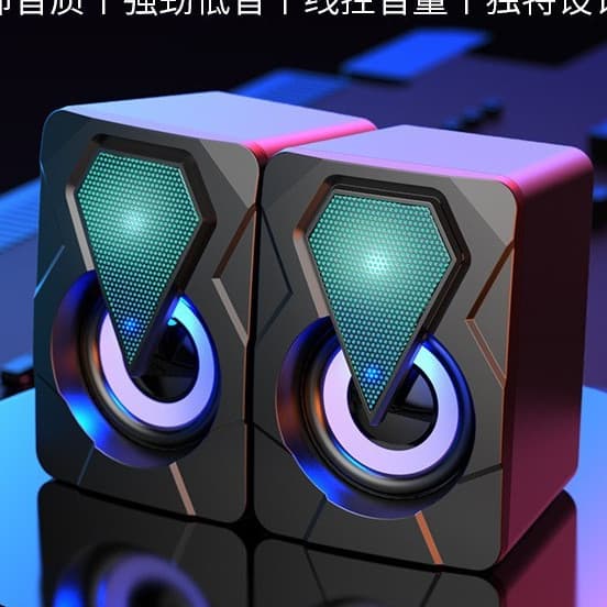 Caixa de som Gamer Com Luz RGB Estéreo 2.0 Para Computador Notebook