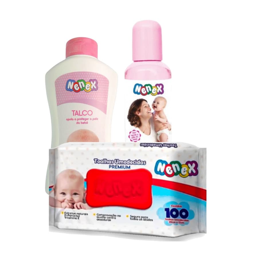 Kit Nenex infantil Talco +Colonia + Toalha Umedecida