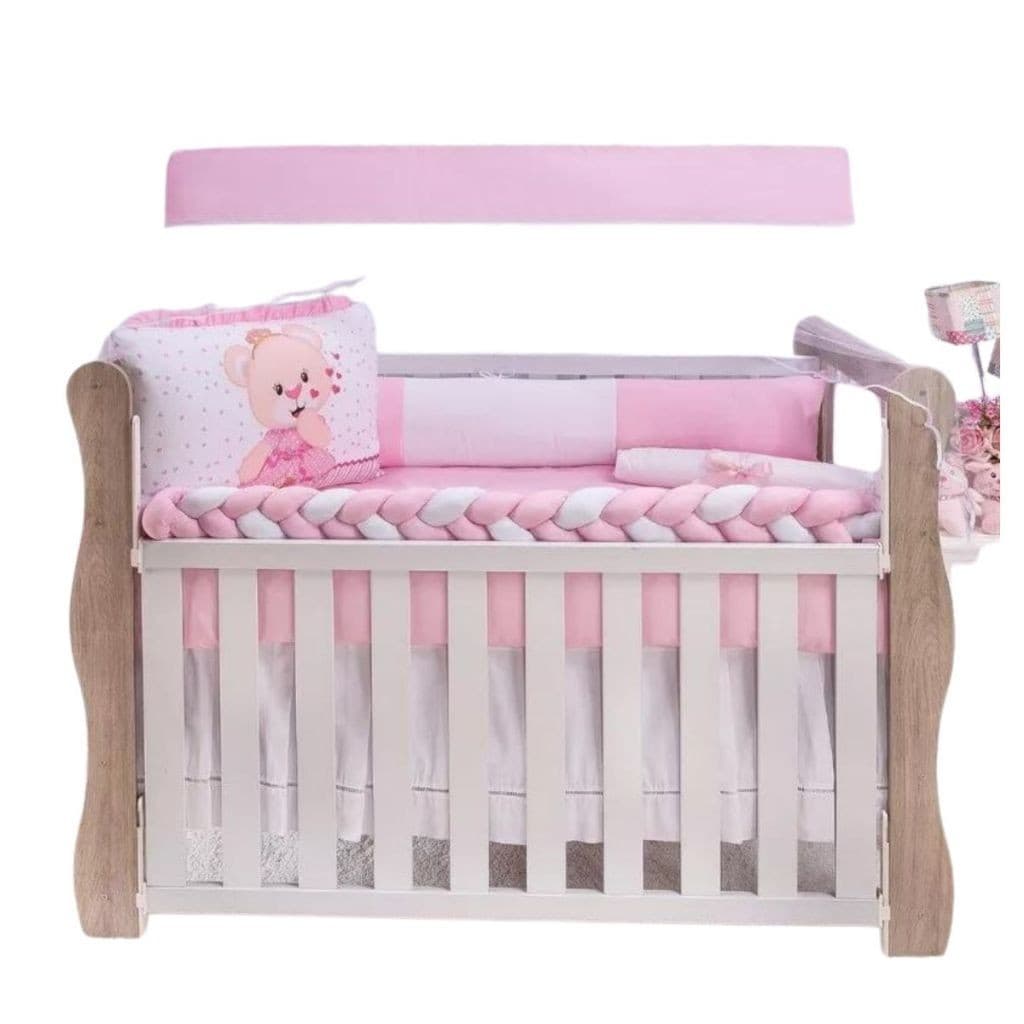 Kit de Berço Sublimado Ursinha Carinhosa Trança/Enxoval Quarto do Bebê 10 Peças