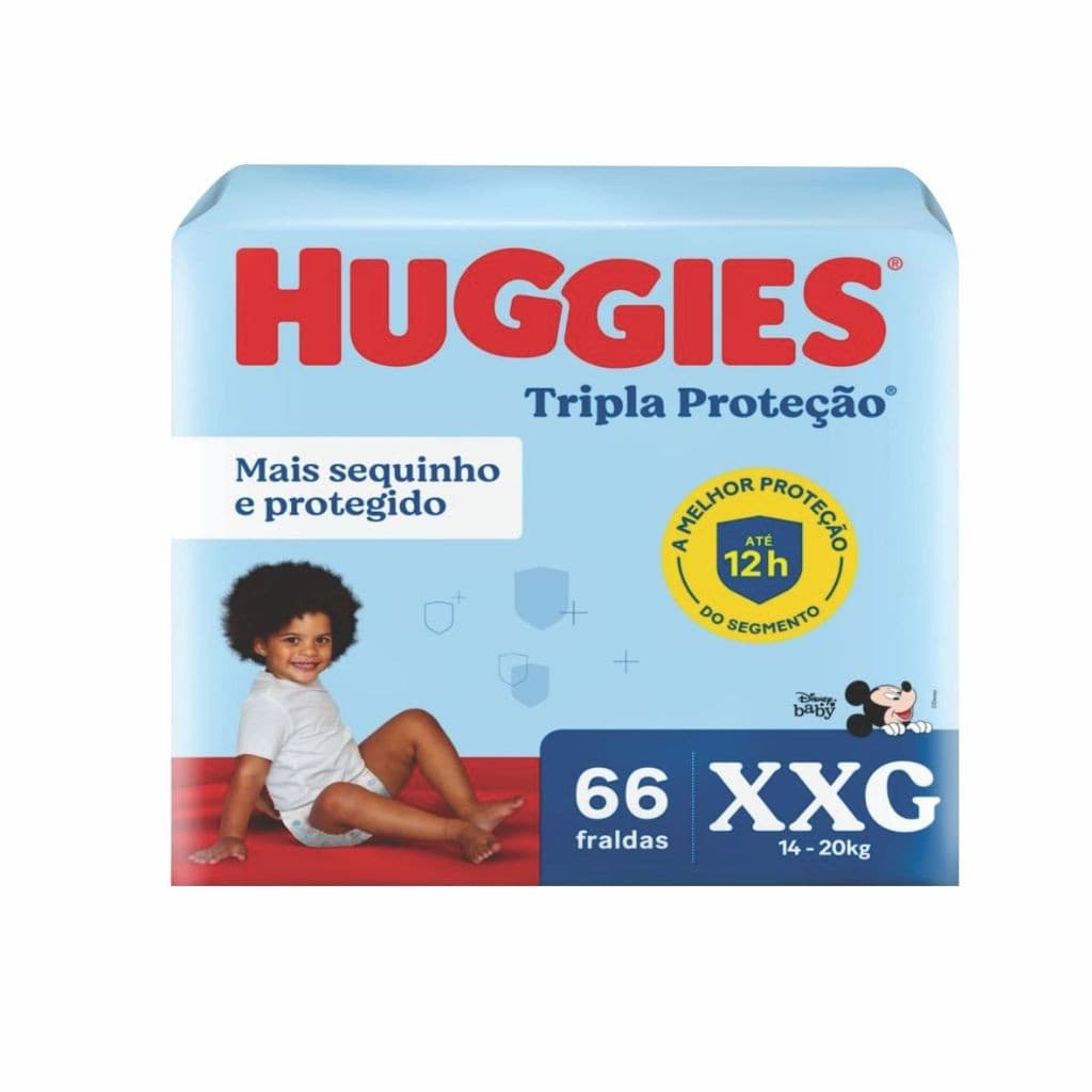 Fralda Huggies Tripla Proteção 12H Hiper Infantil Sem Vazamentos