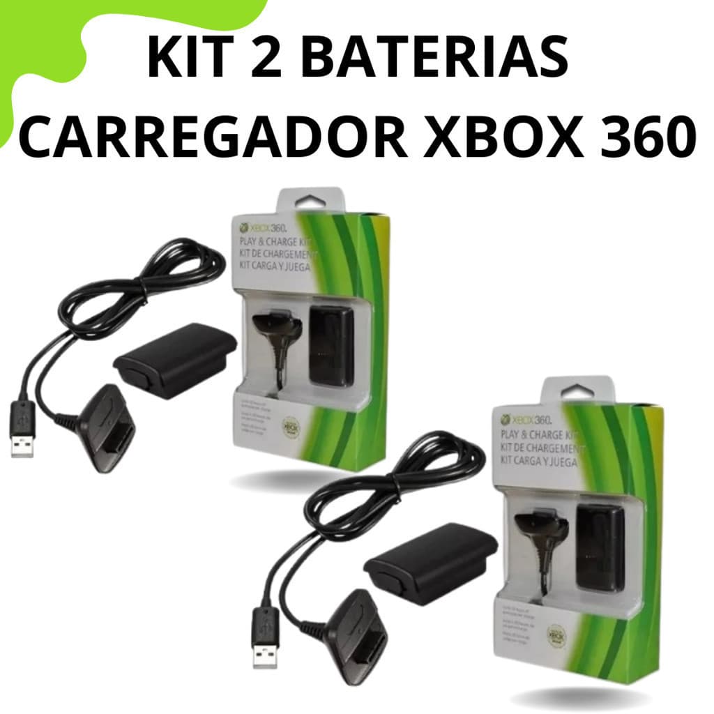 Kit 2 Carregadores Baterias+cabo 360 Fio controle 88000mAH Envio Rápido