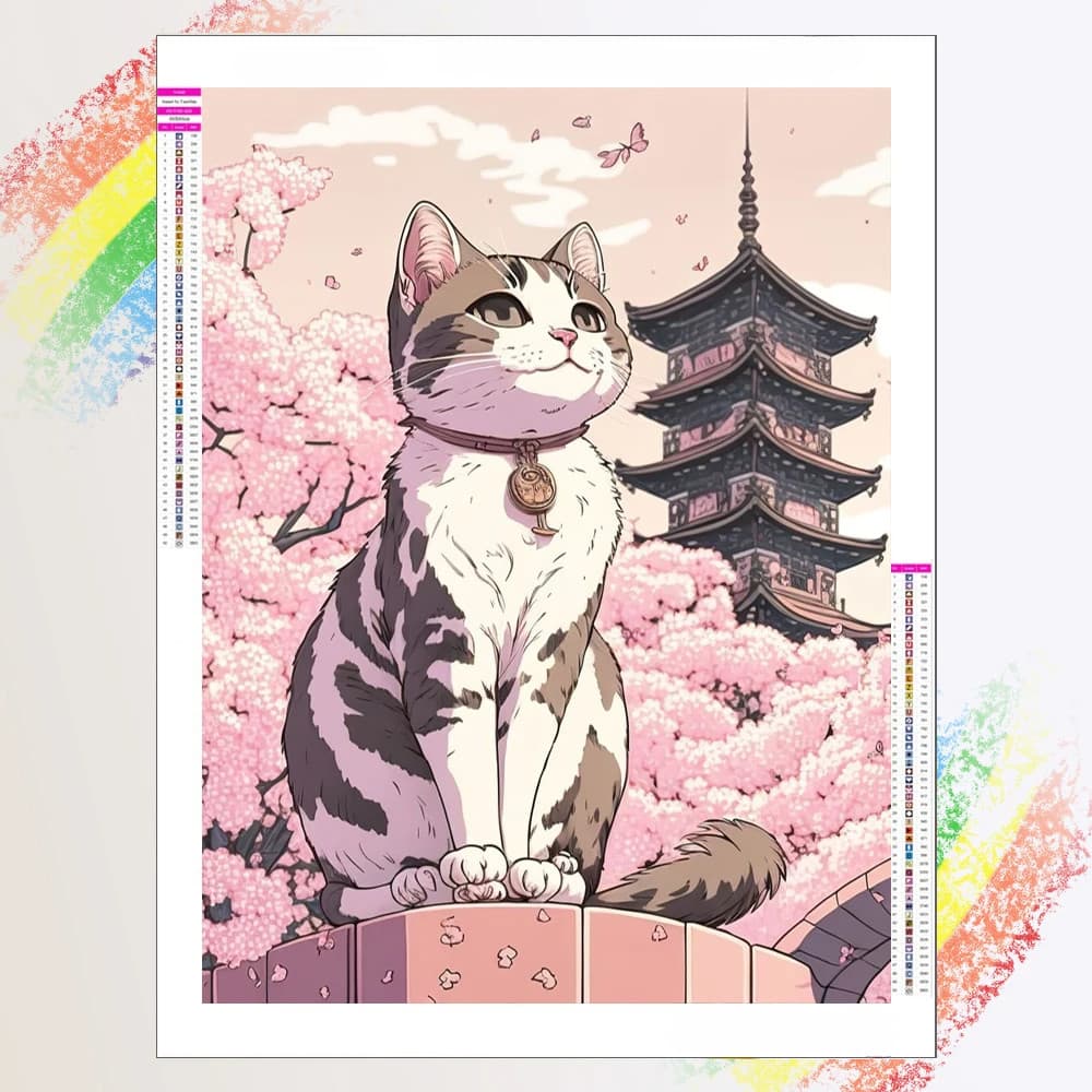 5D Diy Pintura Diamante Bonito Sakura Gato Design Completo Mosaico Bordado Kits De Ponto Cruz Decoração Para Casa Dos De