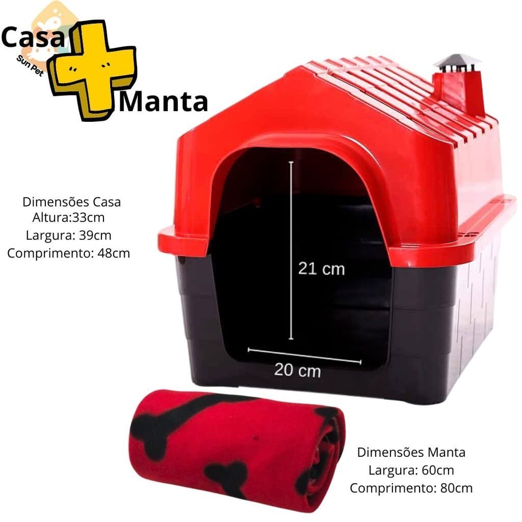 Casinha de Cachorro Casa Pet Cães e Gatos Nº 01 + Manta 80x60