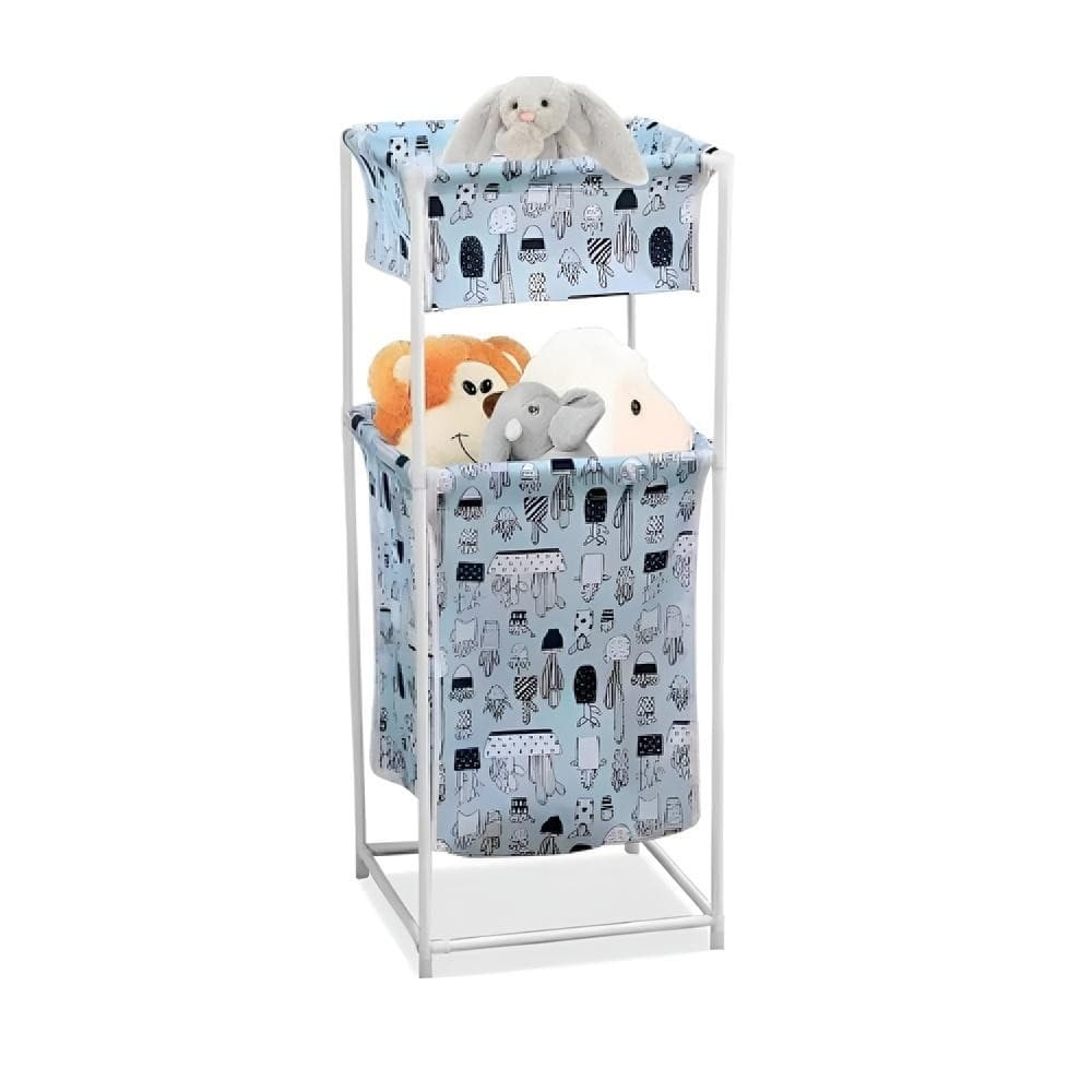 CESTO DE ROUPA DUPLO ROUPEIRO 2 ANDARES ORGANIZADOR DIVISORIAS MULTIUSO DE BANHEIRO QUARTO