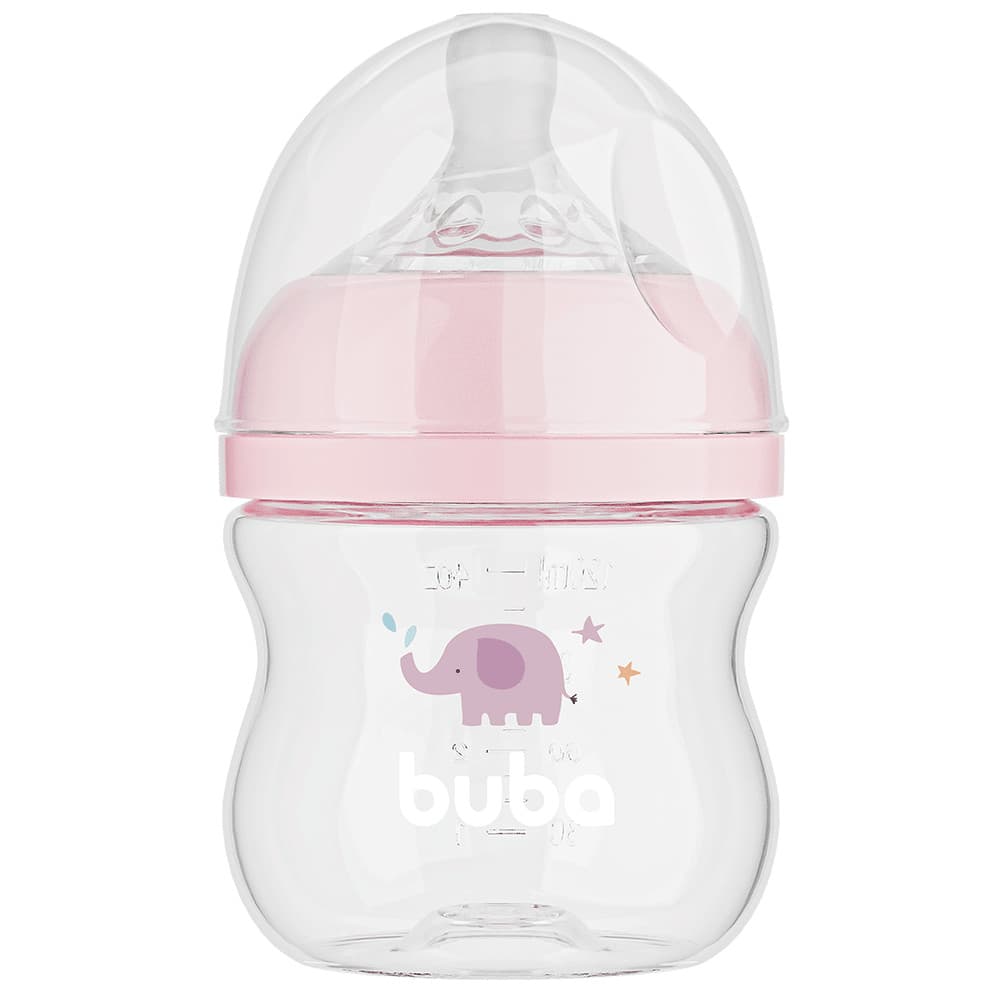 Mamadeira Easy Flow Elefante Rosa 120ml - Buba