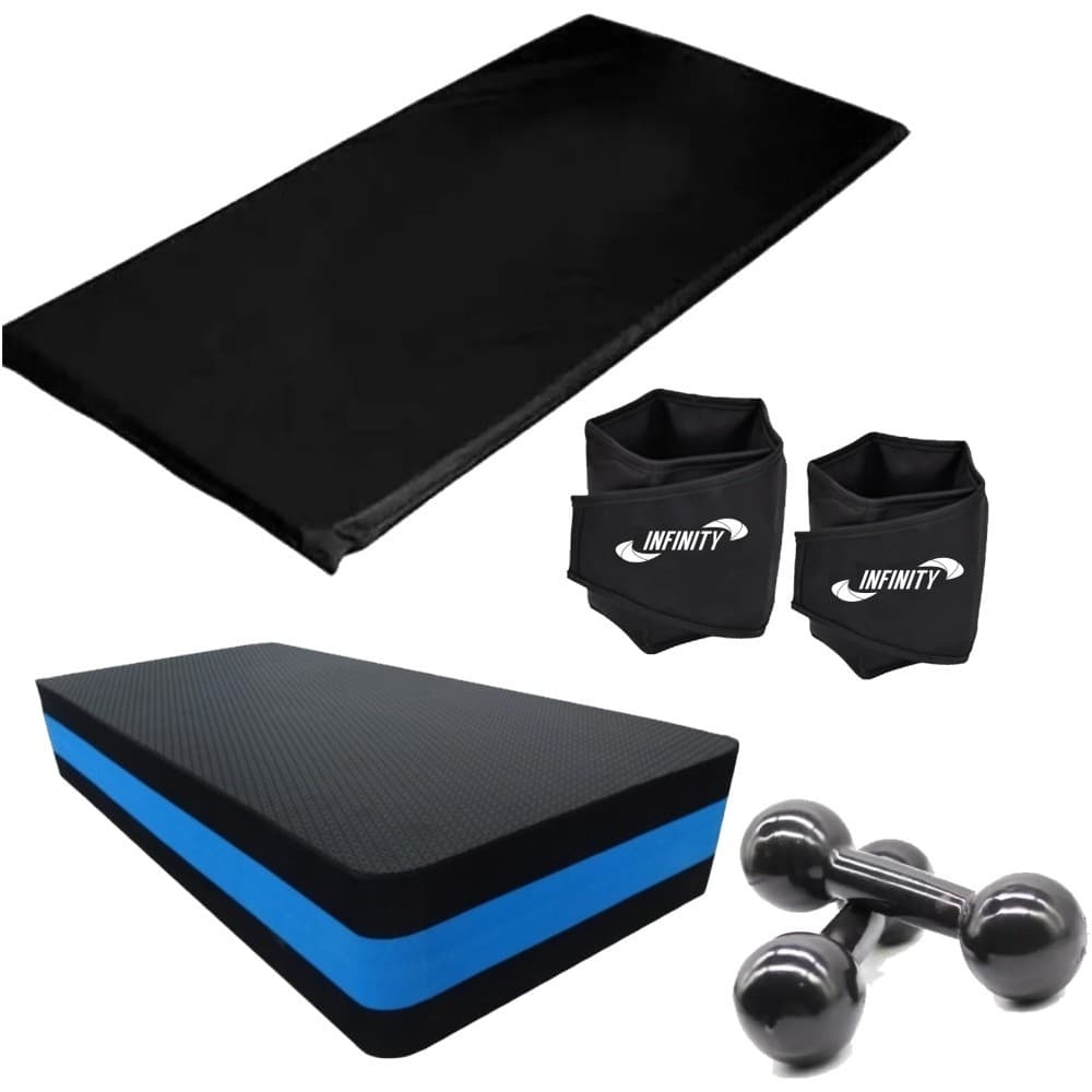Kit Treino Fitness Em Casa Par Caneleira 5 Kg + Step + Halter 5kg + Colchonete