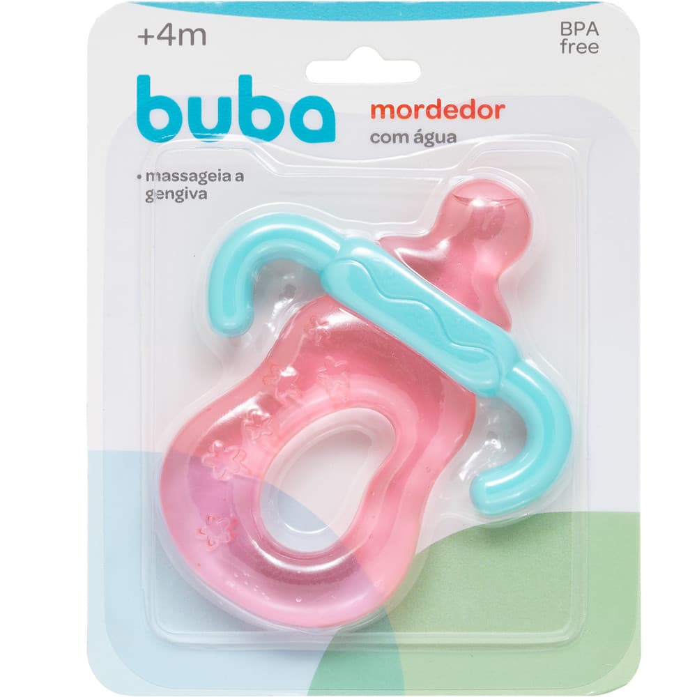 Mordedor com Água Mamadeira Rosa BUBA Infantil