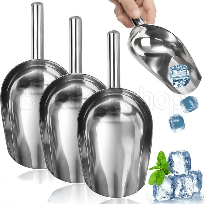 [Featured] Pá De Gelo De Aço Inoxidável-Colher De Medição De Grãos-Scoop De Café Em Ferramenta De Cozinha-Economia De Mão De Obra , Cabo Liso , Durável-Para Bar , Festa , Padaria