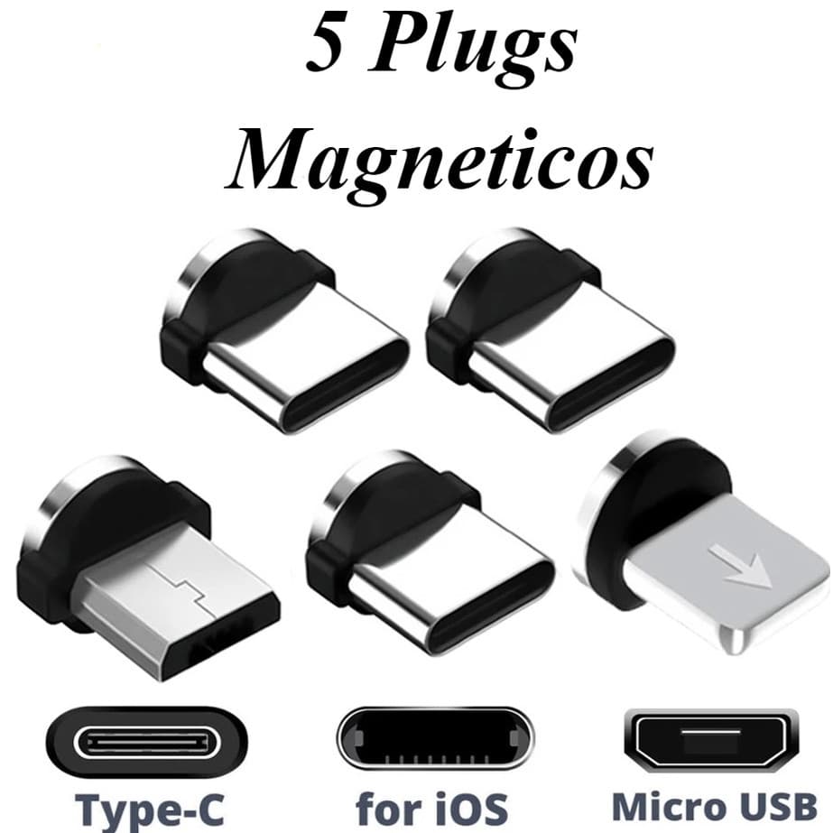 5 peças de plug para cabo magnético micro usb tipo C e para iphone envio rápido