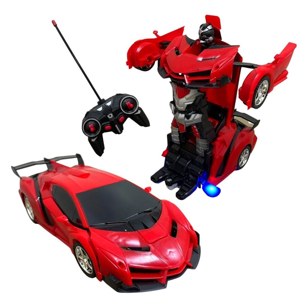 Carrinho Controle Remoto 1:18 Vira Robô Vermelho Importway