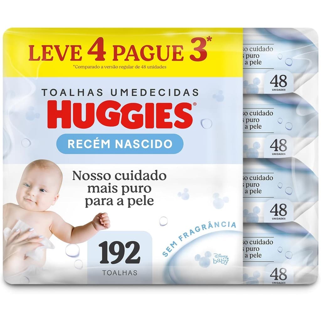 TOALHA UMEDECIDAS HUGGIES RECEM NASCIDOS 48UN L4P3