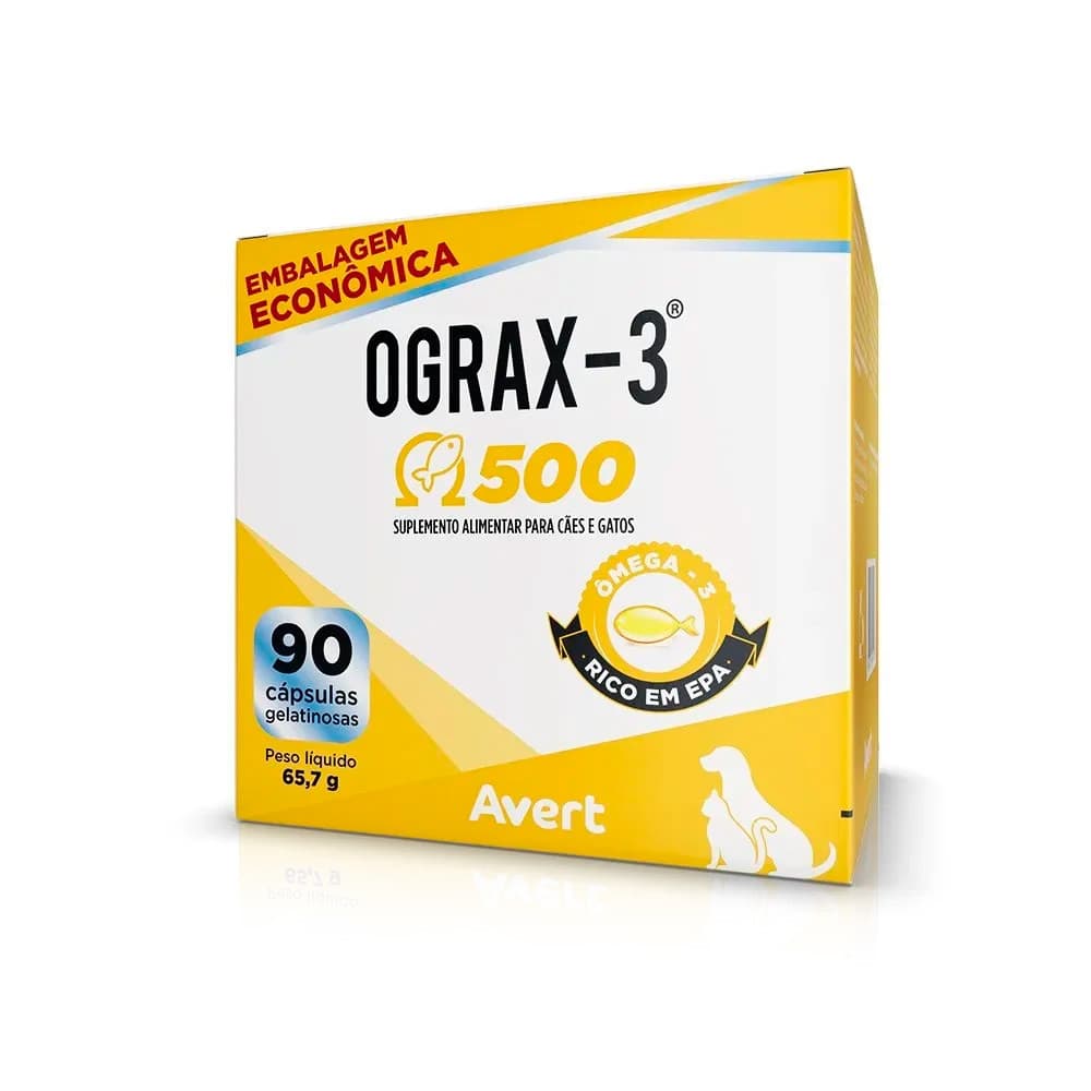 Ograx-3 500 Suplemento Alimentar Avert - 90 cápsulas